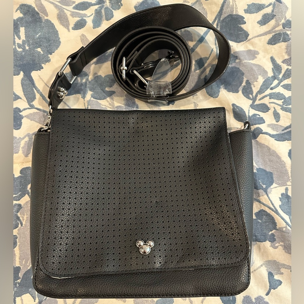 Disney Black Crossbody Pin Bag with Mickey Mouse Logo